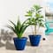 Glitzhome® Round Faux Ceramic Pot Plastic Planter Set
